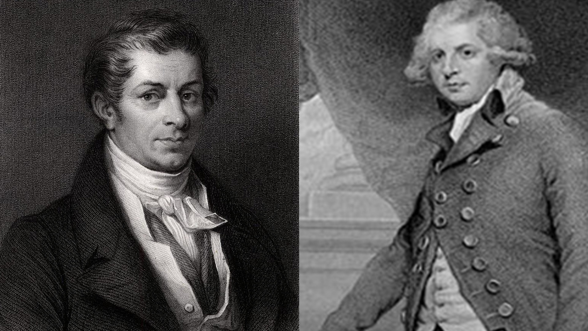 Retratos em preto e branco de Richard Cantillon e Jean-Baptiste Say.